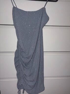 Sparkle Ruched Slip Dress in Blue